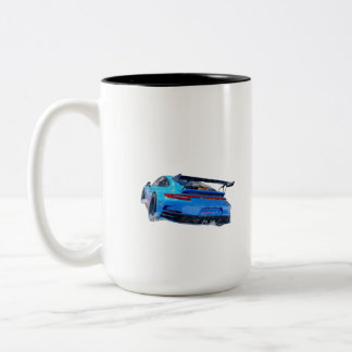 青いレーシングカー ツートーンマグカップ