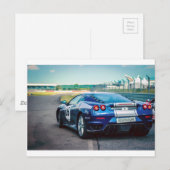 青いレーシングカー ポストカード (正面/裏面)