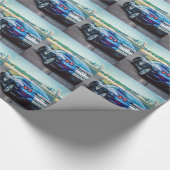 青いレーシングカー ラッピングペーパー (角)