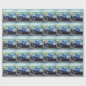 青いレーシングカー ラッピングペーパー (フラット)