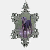 青いレースのよう色 スノーフレークピューターオーナメント (左)