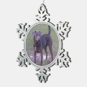 青いレースのよう色 スノーフレークピューターオーナメント (右)