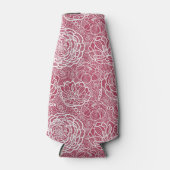 青いレースの花のパターンの背景 ボトルクーラー (正面)