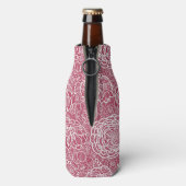 青いレースの花のパターンの背景 ボトルクーラー (ボトル裏面)