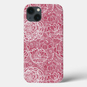 青いレースの花のパターンの背景 Case-Mate iPhoneケース (裏面)