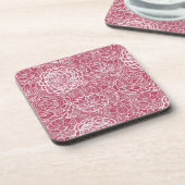 青いレースの花模様の背景 コースター (左側)