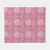 青いレースの花模様の背景 フリースブランケット (正面(横))