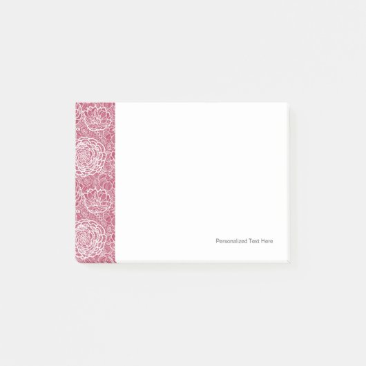 青いレースの花模様の背景 ポストイット (正面)