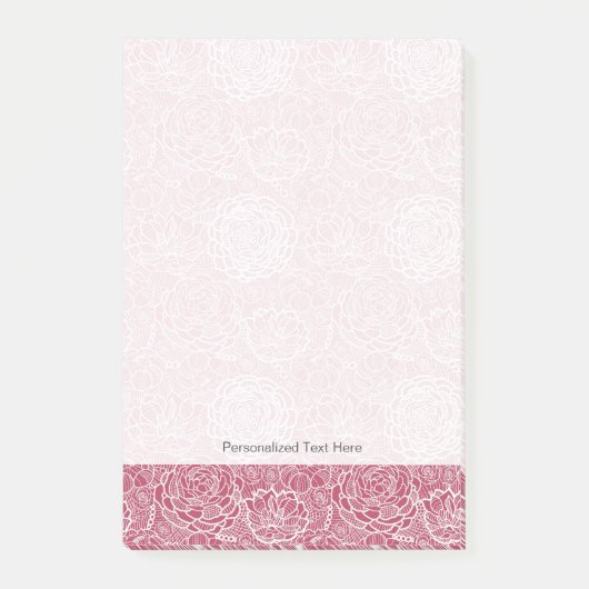 青いレースの花模様の背景 ポストイット (正面)