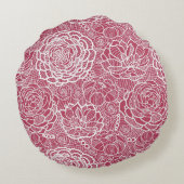 青いレースの花模様の背景 ラウンドクッション (裏面)