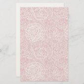 青いレースの花模様の背景 便箋 (正面/裏面)