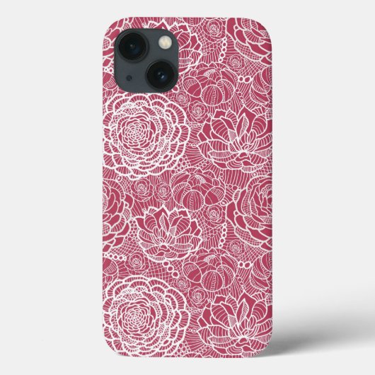 青いレースの花模様の背景 Case-Mate iPhoneケース (裏面)