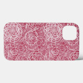 青いレースの花模様の背景 Case-Mate iPhoneケース (裏面 (横))