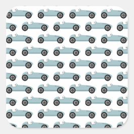 青いレースカーの男の子 レース バースデーパーティー スクエアシール