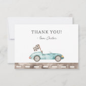 青いレースカーの誕生日 サンキューカード (正面)