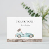 青いレースカーの誕生日 サンキューカード (スタンド正面)