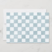 青いレースカーの1歳誕生日写真 招待状 (裏面)