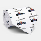 青いレースカーのTシャツおよびギフト ネクタイ (ロール)