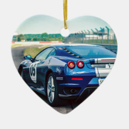 青いレースカー セラミックオーナメント
