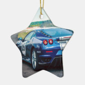青いレースカー セラミックオーナメント (左)