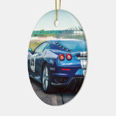 青いレースカー セラミックオーナメント (左)