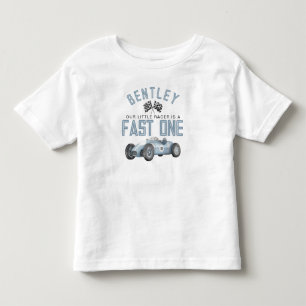 青いレースカー　ファーストワン誕生日少年Tシャツ トドラーTシャツ