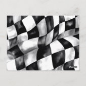 青いレースカー ファーストワン 1歳の誕生日パーティー招待状 ポストカード (裏面)