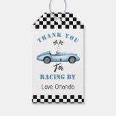 青いレースカー 男の子 レース 誕生日ありがとう ギフトタグ (正面)
