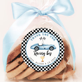 青いレースカー 男の子 誕生日 レースに来てくれてありがとう ラウンドシール