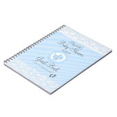 青いレースベビーのシャワーの来客名簿 ノートブック (左側)