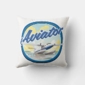 青いロゴの水上飛行機パイロット クッション (裏面)