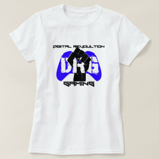 青いロゴのTシャツ: 白い女性 Tシャツ