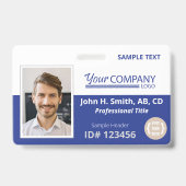 青いロゴエントリの従業員の写真ID バッジ (Front)