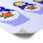 青いロシアのマトリョシカの巣人形 ポスター (角)