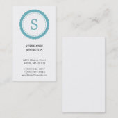 青いロゼットのモノグラムのエレガントで個人的な呼出し 名刺 (正面/裏面)