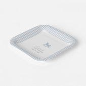 青いロッキングウマギンガム男縁どの子の赤ちゃんシャワー ペーパープレート (傾斜あり)