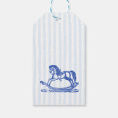 青いロッキングホースのスケッチ赤ちゃんシャワーの好意 ギフトタグ (裏面)