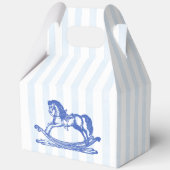 青いロッキングホースのスケッチ赤ちゃんシャワーの好意 フェイバーボックス (裏面)