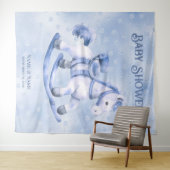 青いロッキングホースの背景 タペストリー (インサイチュ(横))