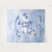 青いロッキングホースの背景 タペストリー (正面(横))