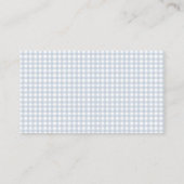 青いロッキングホースの赤ちゃん男の子のシャワー おむつくじ エンクロージャーカード (裏面)