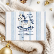 青いロッキングホース赤ちゃんシャワーおむつラッフル