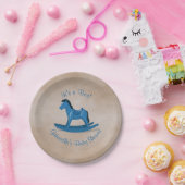 青いロッキングホース赤ちゃんシャワー ペーパープレート (パーティー)