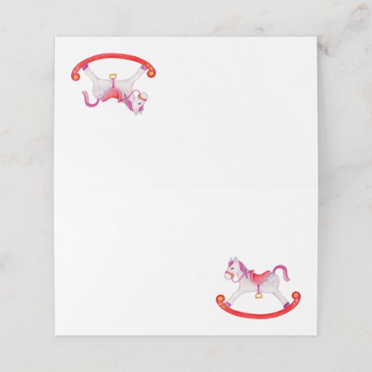 青いロッキング馬の水の色のアート座席表 プレイスカード (外部開封)