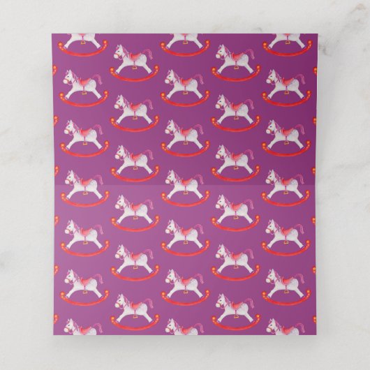 青いロッキング馬の水の色のアート座席表 プレイスカード (内部開封)