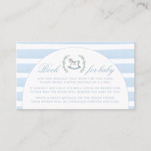 青いロッキング馬の男の赤ちゃん エンクロージャーカード (正面)