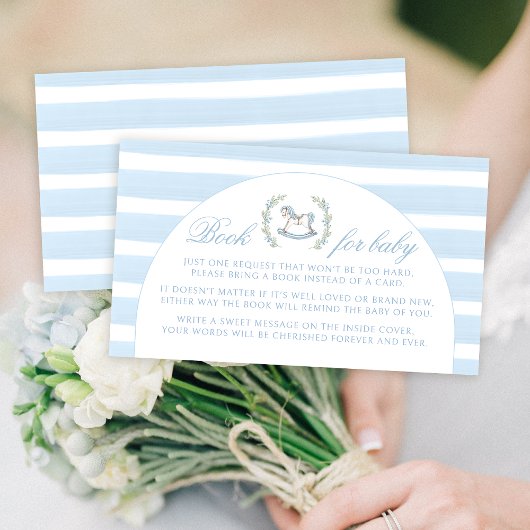 青いロッキング馬の男の赤ちゃん エンクロージャーカード