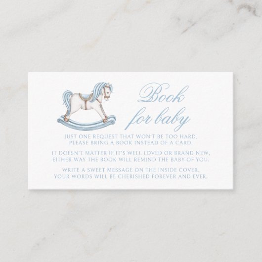 青いロッキング馬の男の赤ちゃん エンクロージャーカード (正面)