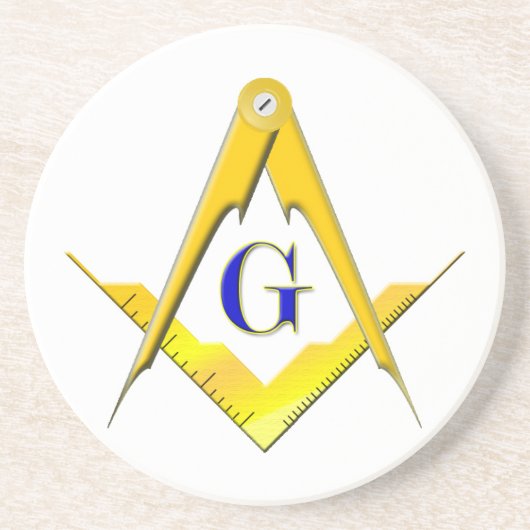 青いロッジの正方形及びコンパス コースター (正面)