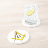 青いロッジの正方形及びコンパス コースター (側面)